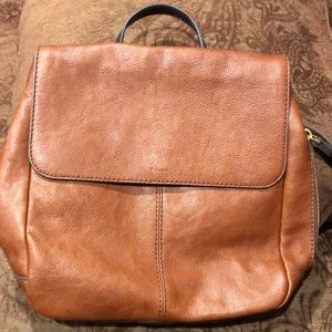 Fossil Brown Leather Backpack